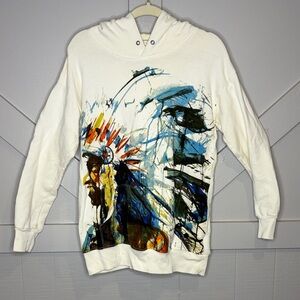 Denim & Supply Ralph Lauren Womens L Chief Sweatshirt Native American BF Hoodie